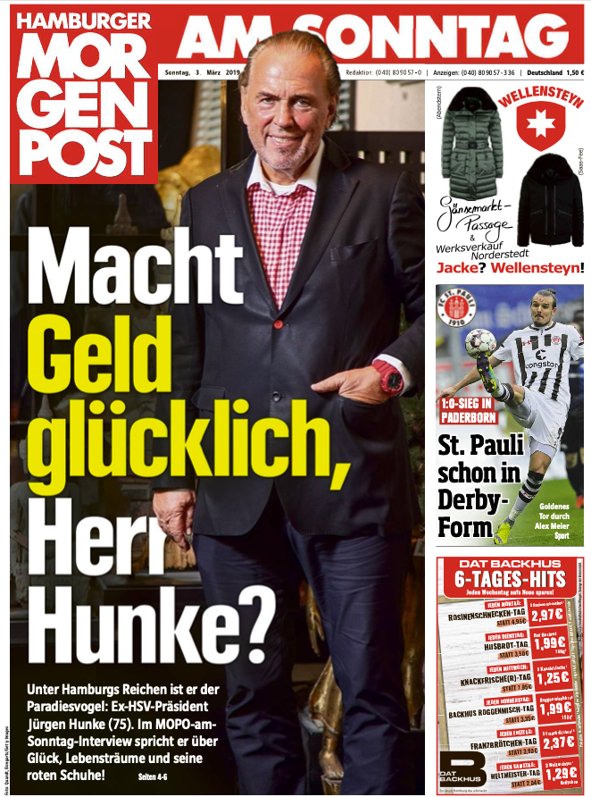 Interview: Macht Geld glücklich, Herr Hunke? Mopo, 3.3.2019 post image